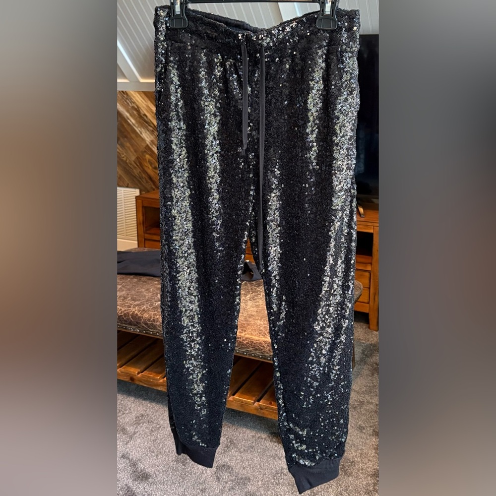 Gibson x Glam Squad Ashley Sequin Jogger Pants Black